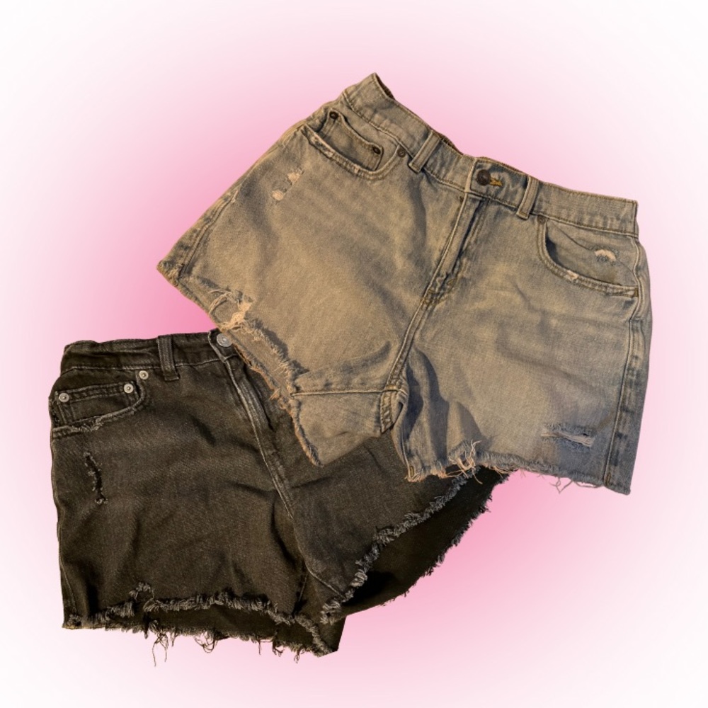 2 pairs of AERIE Black Frayed Jean Shorts